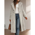 Fashion Long Solid Color Long Sleeve Hooded Wool Women's Coat