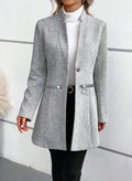 Vertical Patterned Women's Woolen Coat Casual Coat