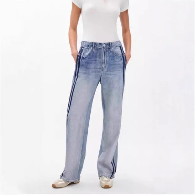 Womens Straight-leg Casual Jeans With An Elastic Waist
