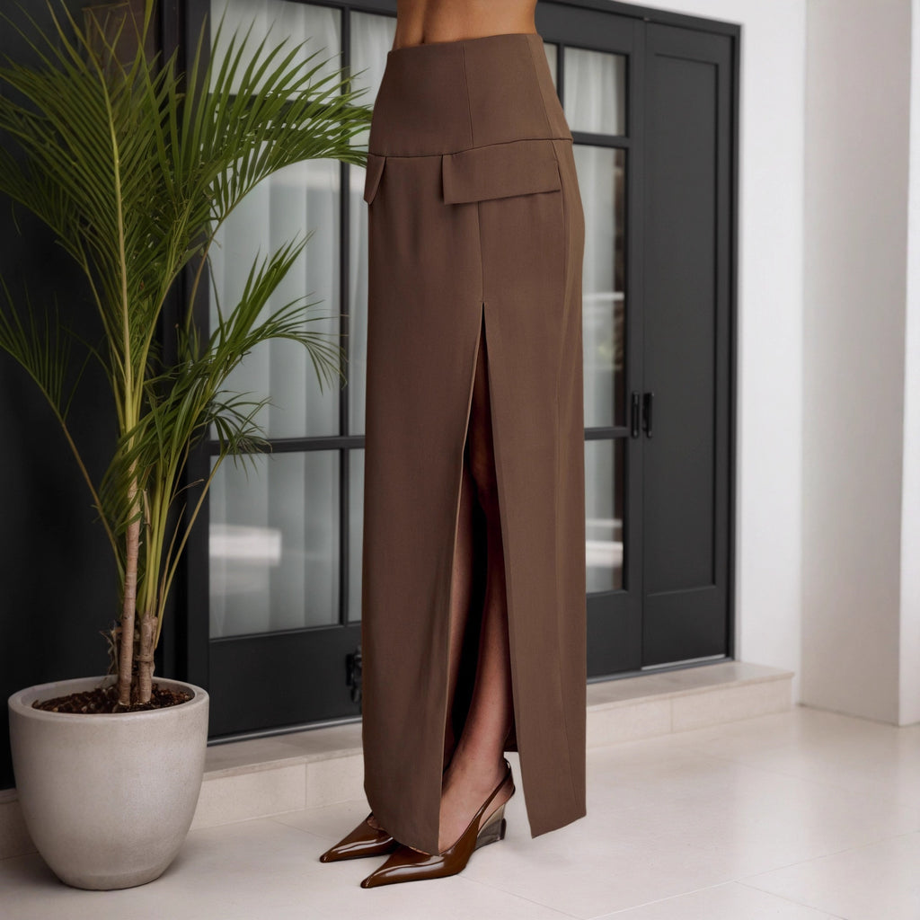 Women's High-waisted Slimming High-slit Long Bodycon Skirt