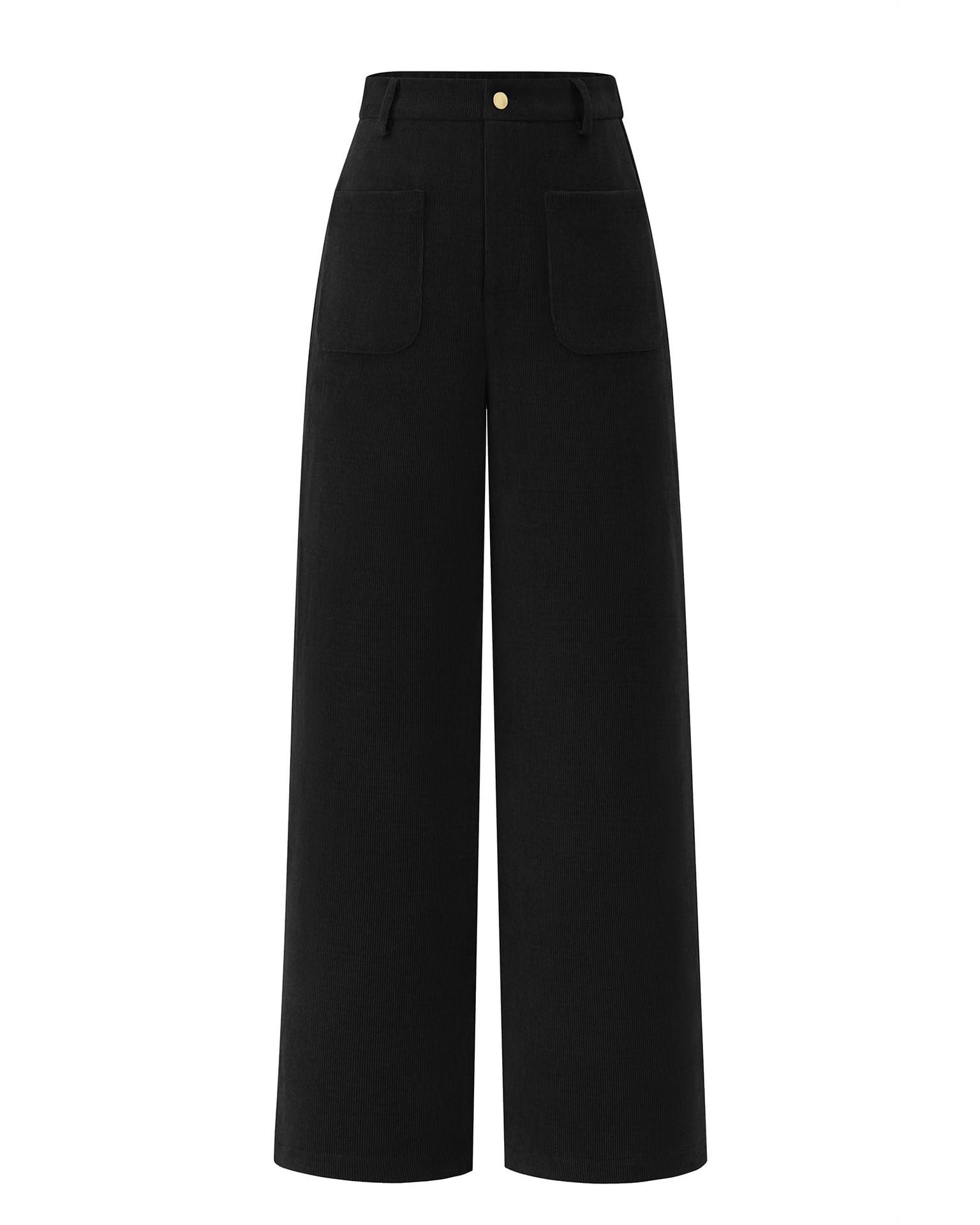 Stretch High Waist Button Wide Leg Pants