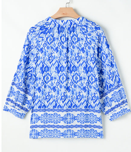 Blue Bohemian Print Leading Shirt Viscose