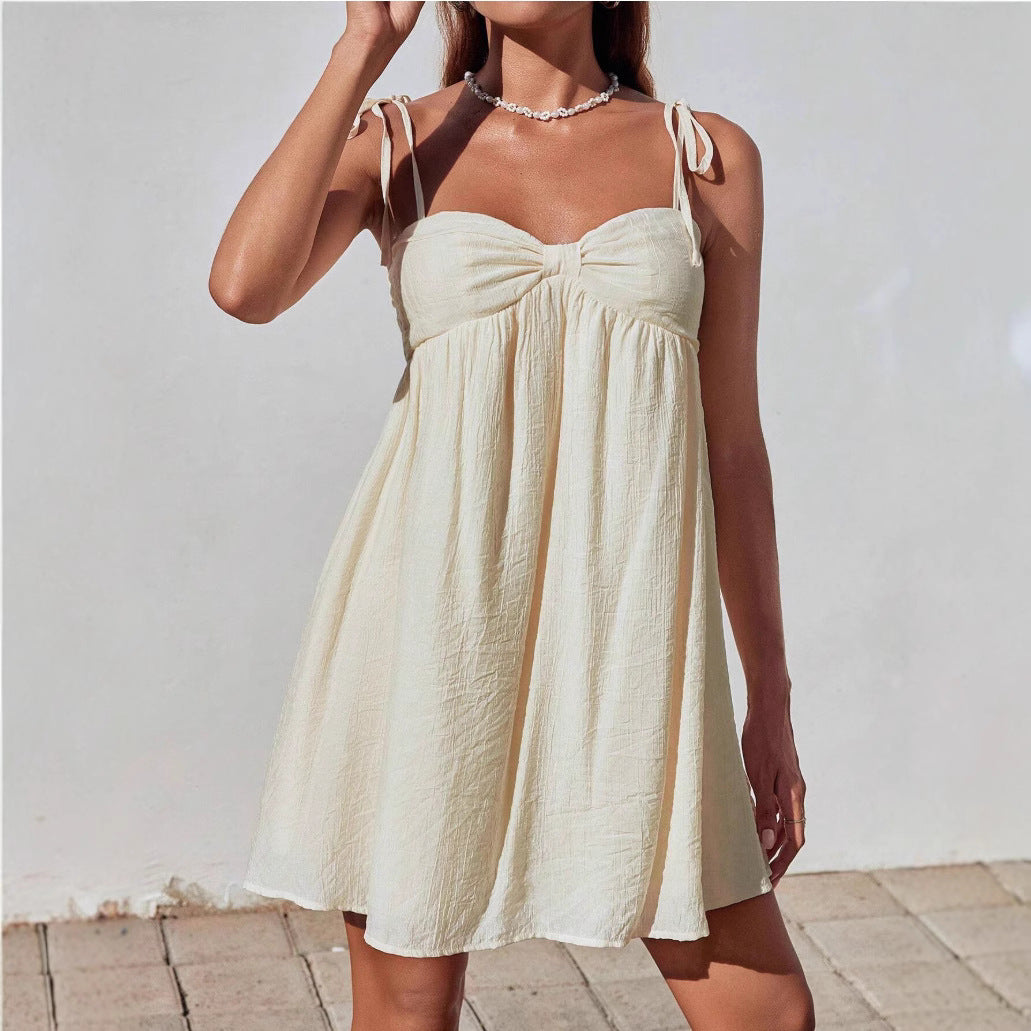 Stylish Comfortable Mini Solid-color Loose-fit Slip Dress