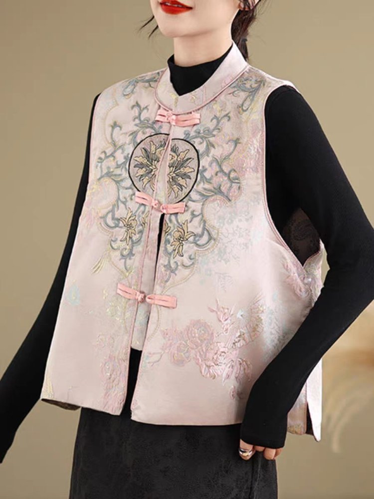 New Chinese Jacquard Embroidery Vest Coat
