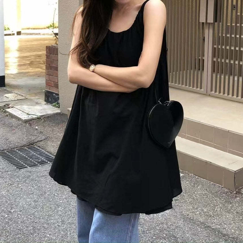 Sleeveless Pleated Suspender Dress South Korea Large Skirt