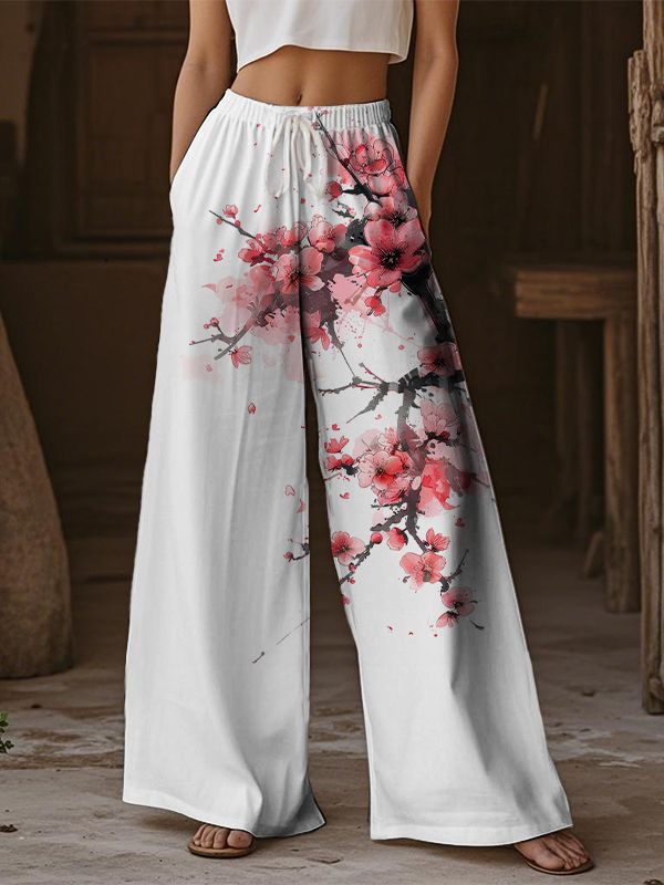 Casual Wide-leg Athletic Pants For Street Style In Europe And The US