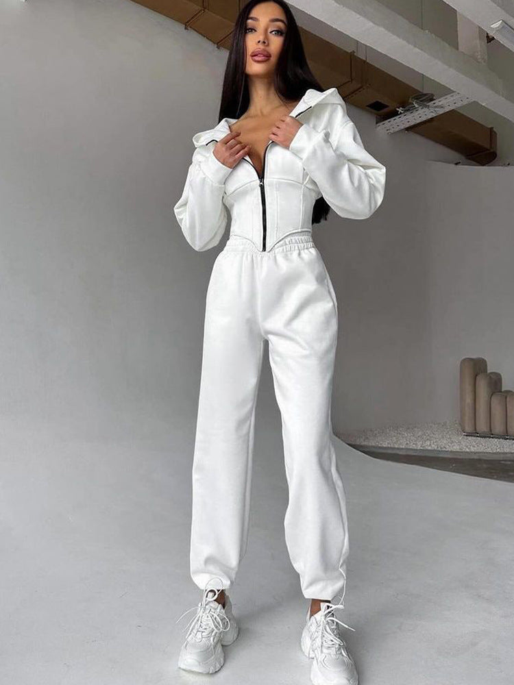 Waist Hooded Sweater Trousers Suit Sports And Leisure