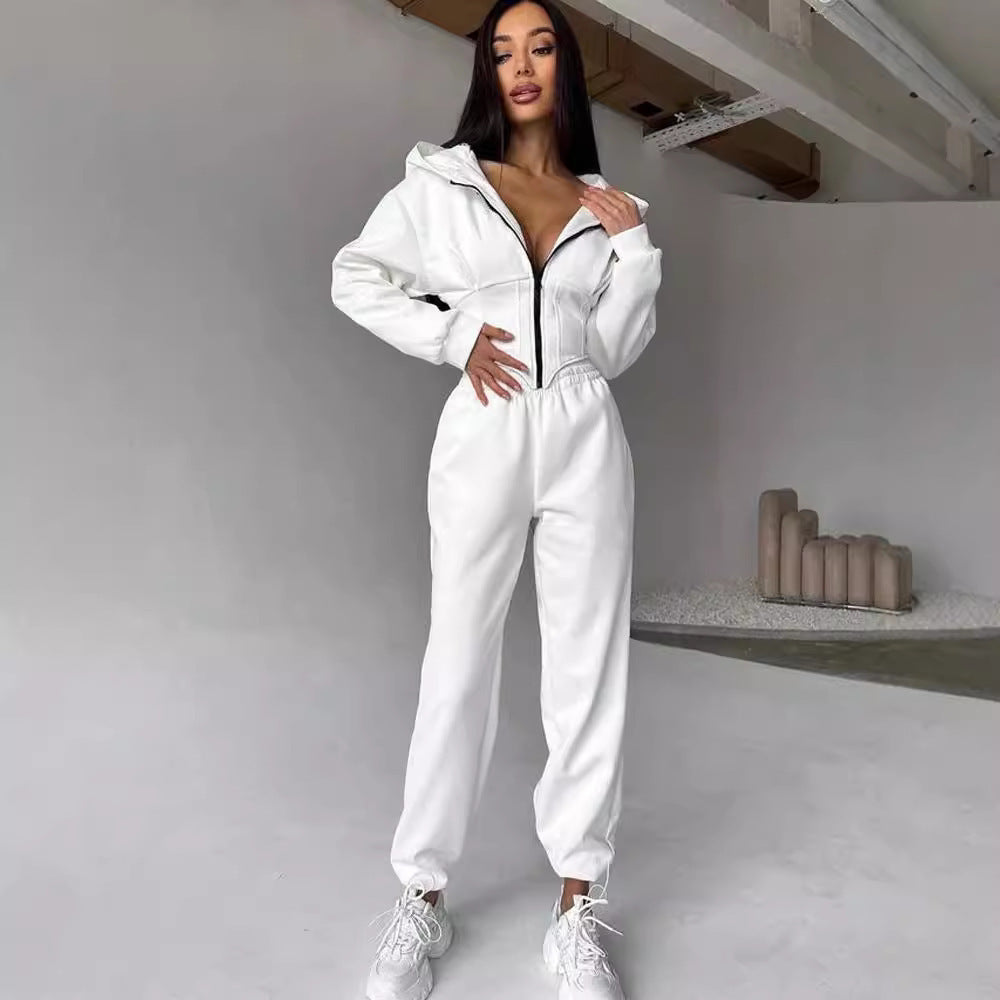 Waist Hooded Sweater Trousers Suit Sports And Leisure