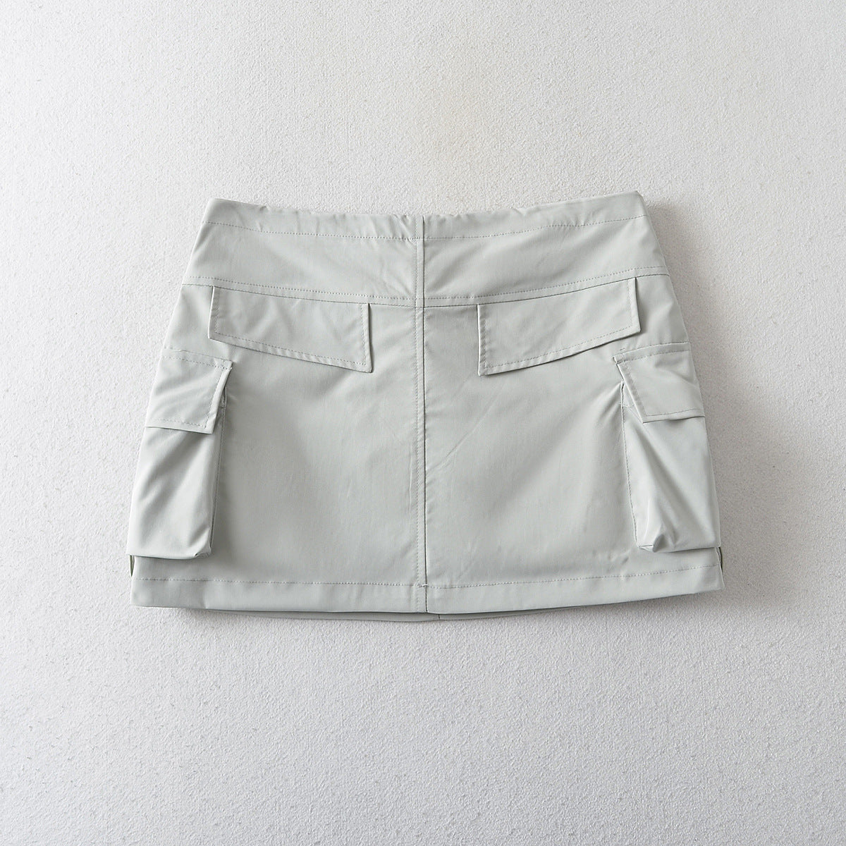 Low Waist Drawstring Elastic Side Workwear With Pocket Skirt