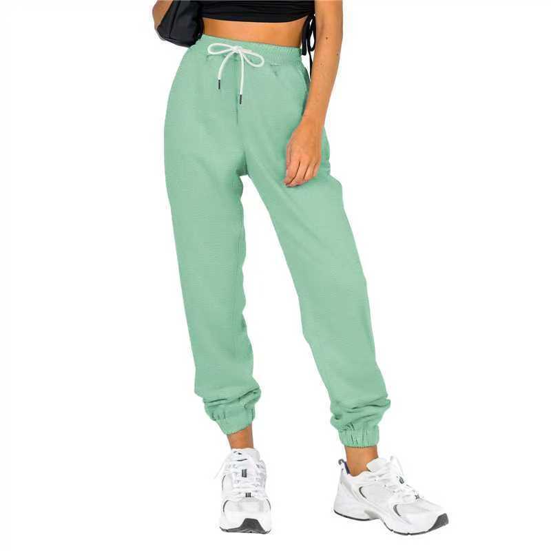 Women's Waist Belt Pocket High Waist Ankle-tied Solid Color Casual Pants