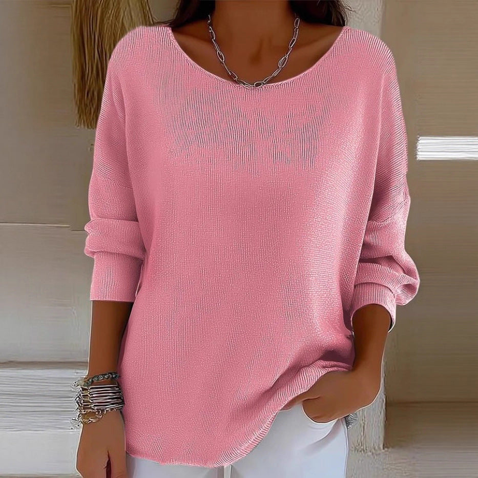Crew-neck Long-sleeve Pullover Top
