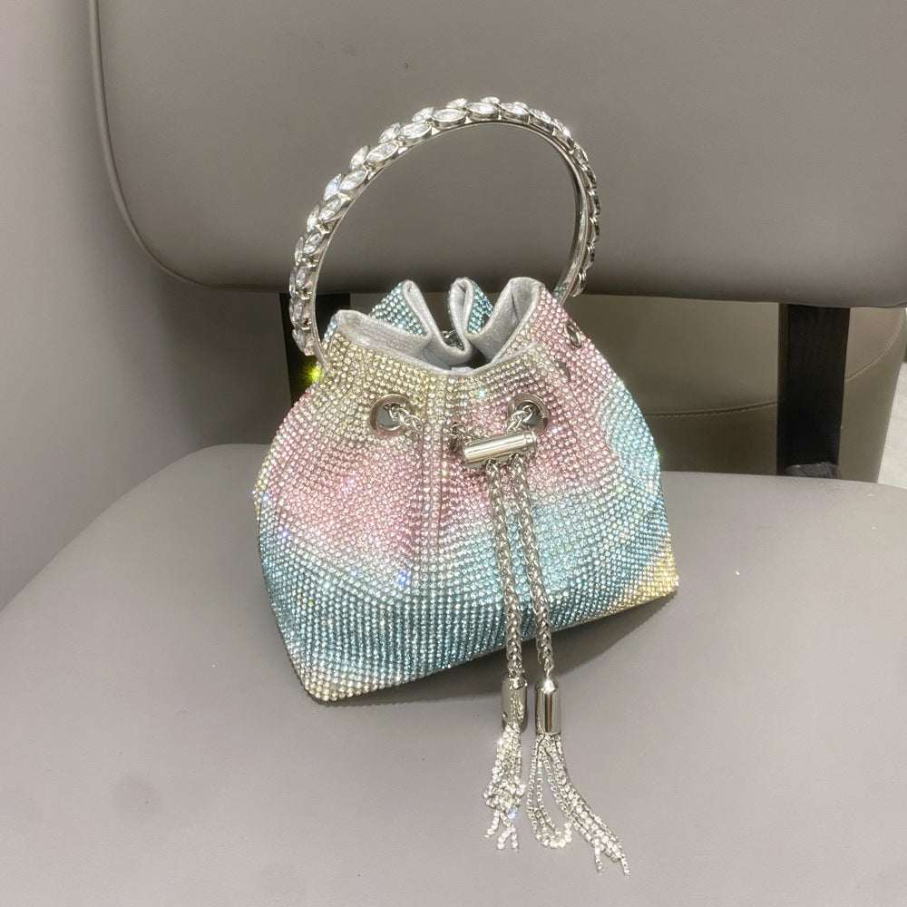 Diamond-embellished Handle Tote Bag With A Single-shouldercrossbody Strap