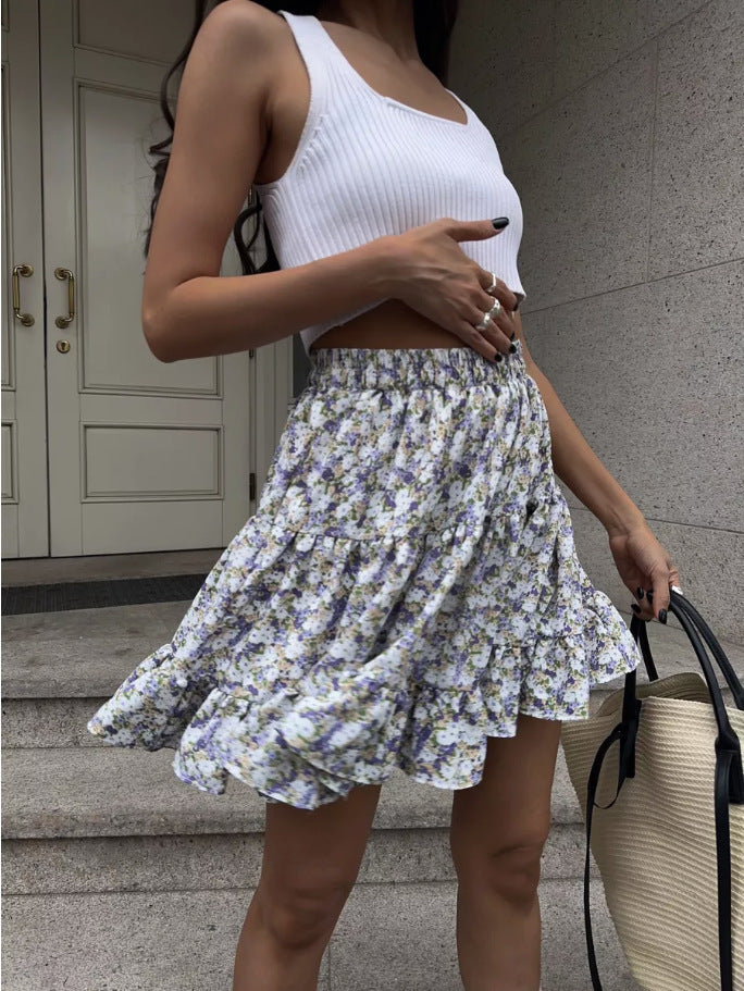 New Patchwork Floral Print Bohemian High-waisted Skirt