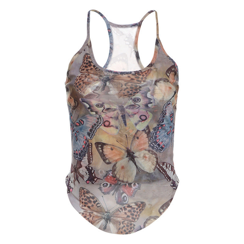 European And American Style Spring Street Fashion Sexy Butterfly Printed Camisole
