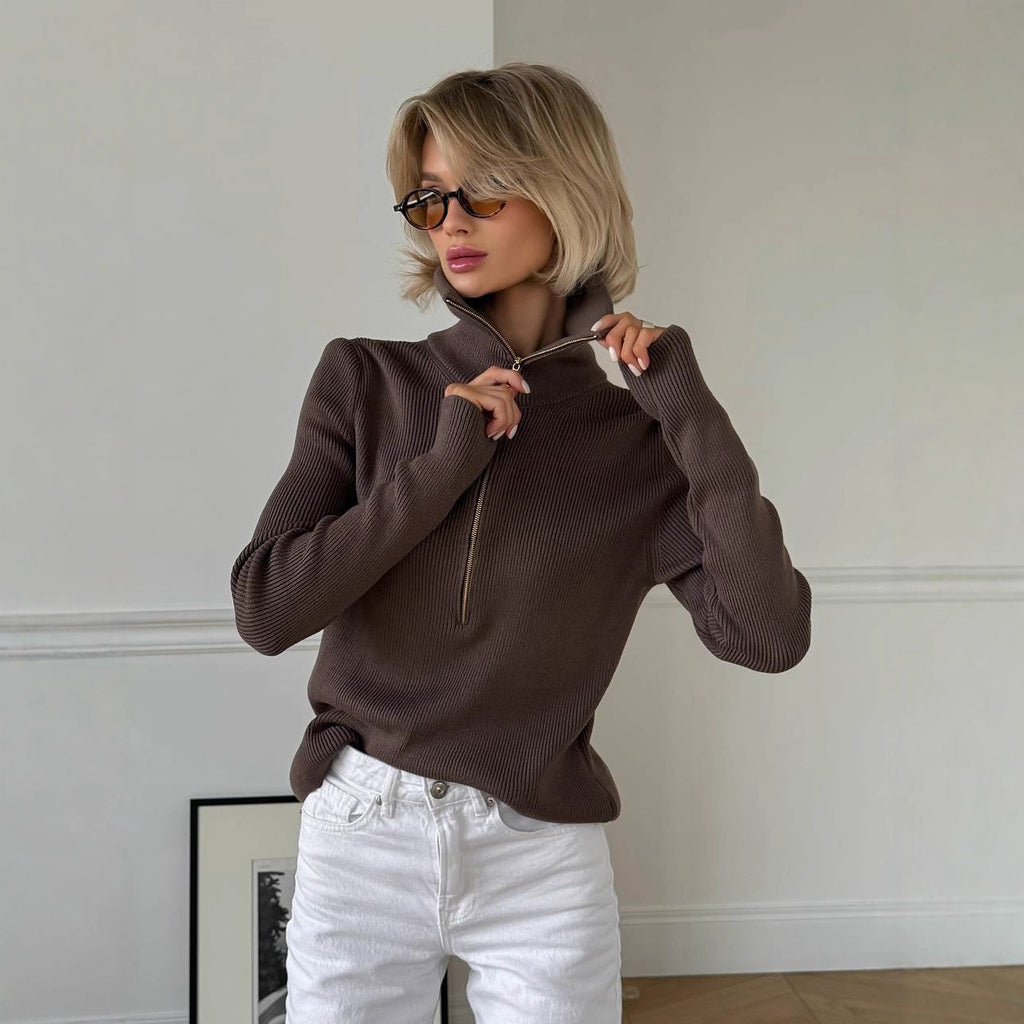 High-end Semi-zip Slimming Casual Sweater