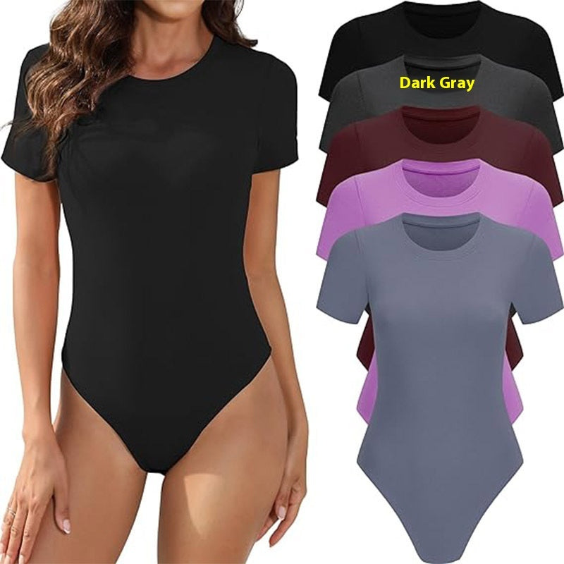 Crew Neck Casual Stretch Basic One-piece T-shirt