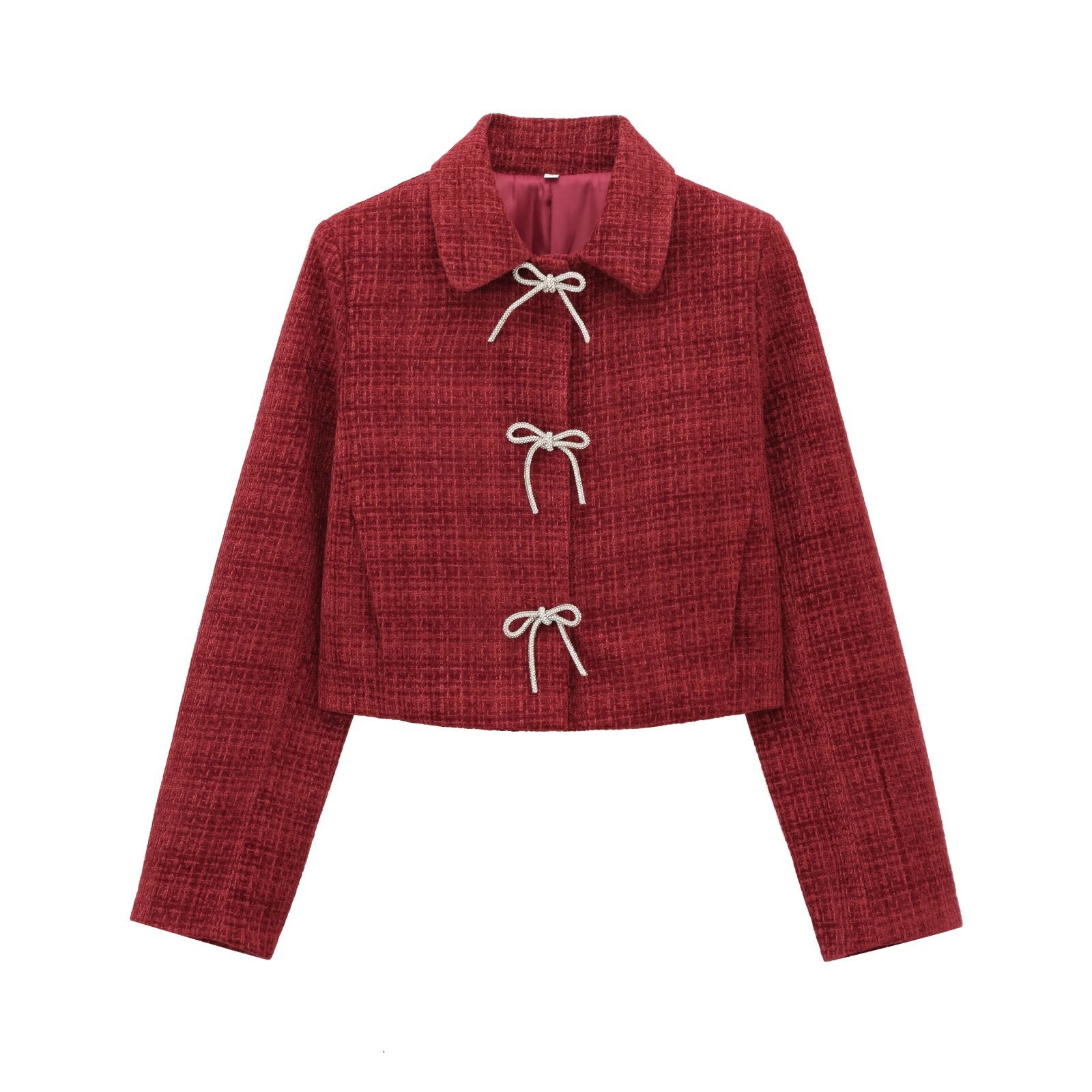 Graceful And Fashionable Round Neck Single-breasted Solid Color Coat