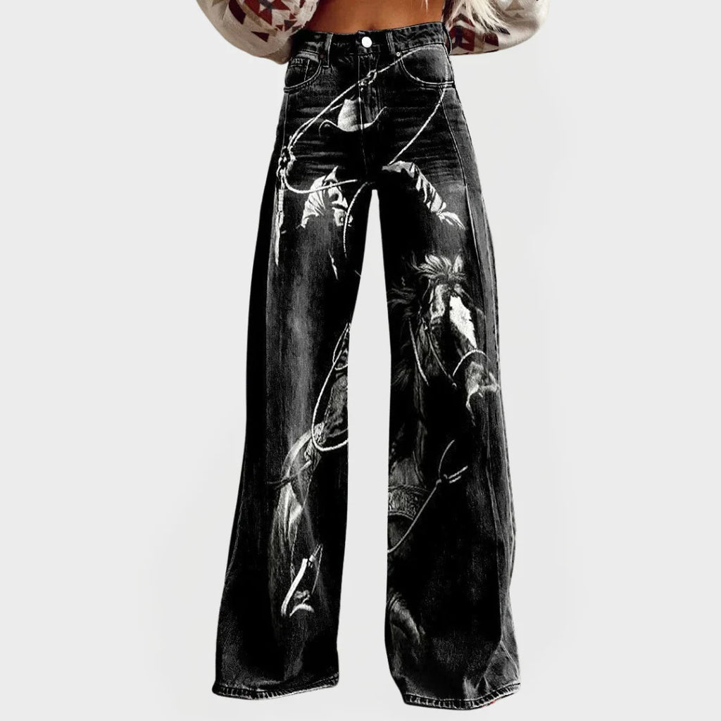 Women's Digital Print Pants Imitation Jeans