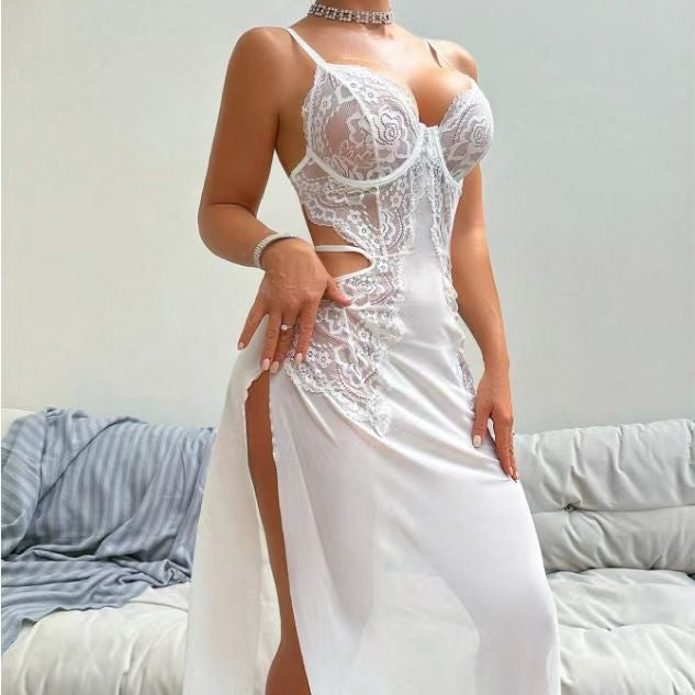 Mesh Lace Embroidered Bikini See-through Jumpsuit