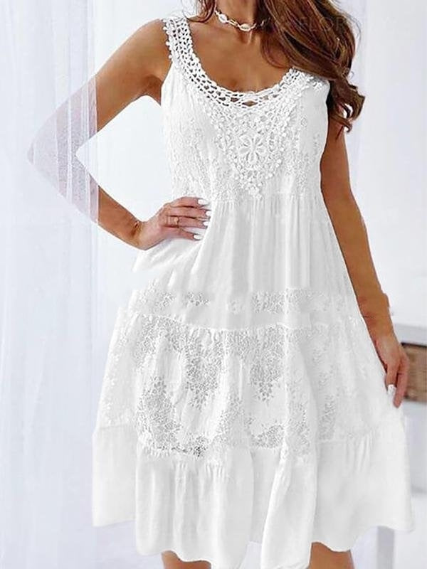 European And American Women's Clothing Lace Splicing Sling Dress