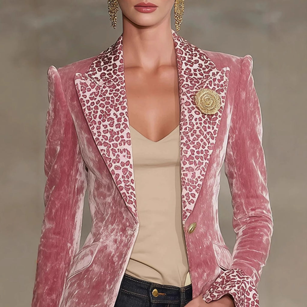 Long-sleeve Lapel Digital Print Top Small Suit