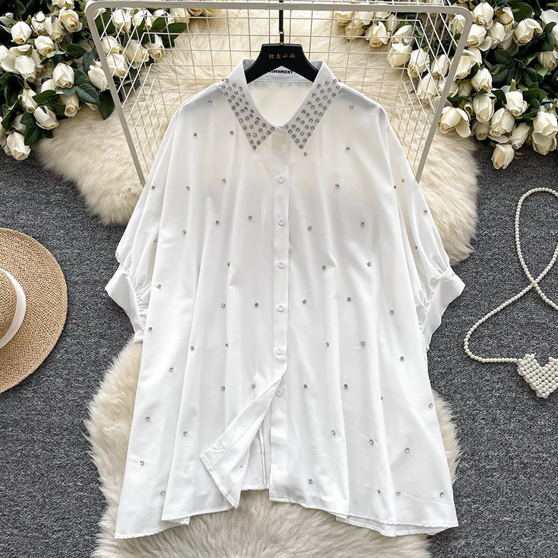 Fashionable Batwing Sleeve Loose Heavy Work Casual Shirt