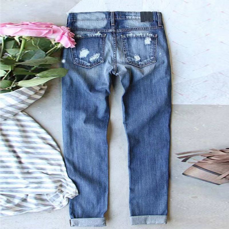 Independence Day Flag Denim Ripped Trousers