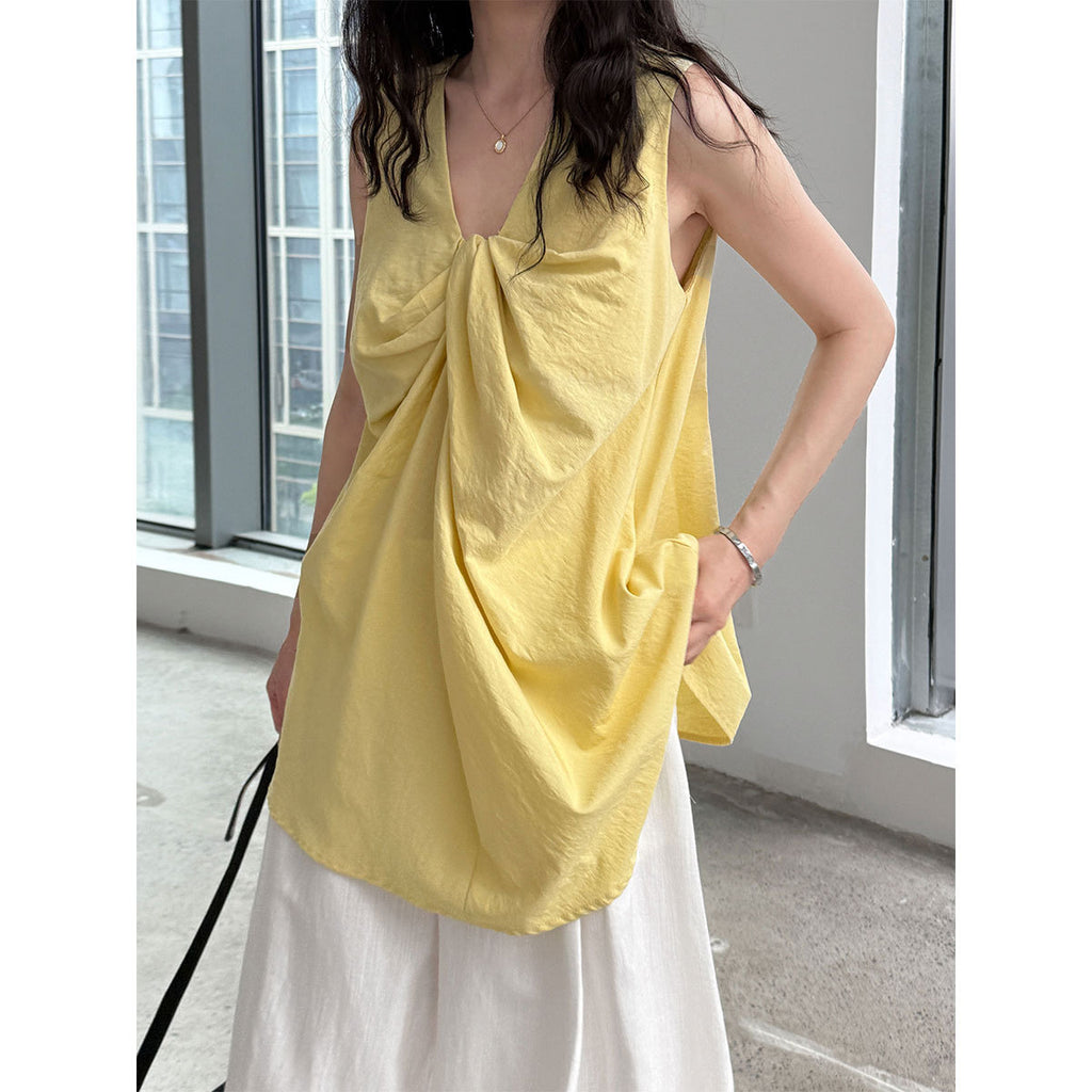 Round Neck Design Three-dimensional Twisted Vest Top