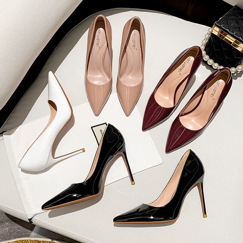 Low-cut Stiletto Heels In Glossy Patent Leather