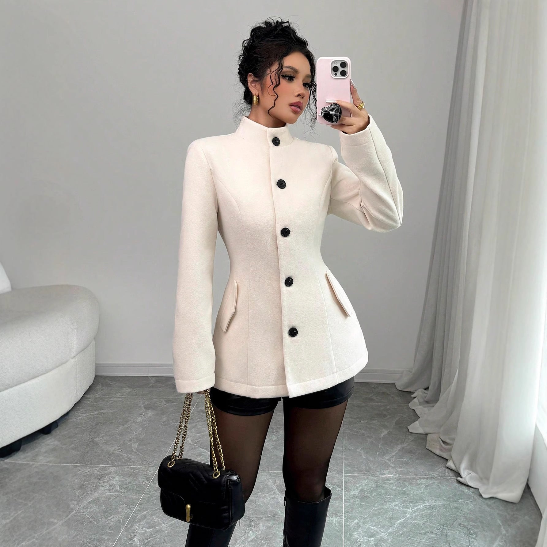 Tailored Wool Coat With Buttons