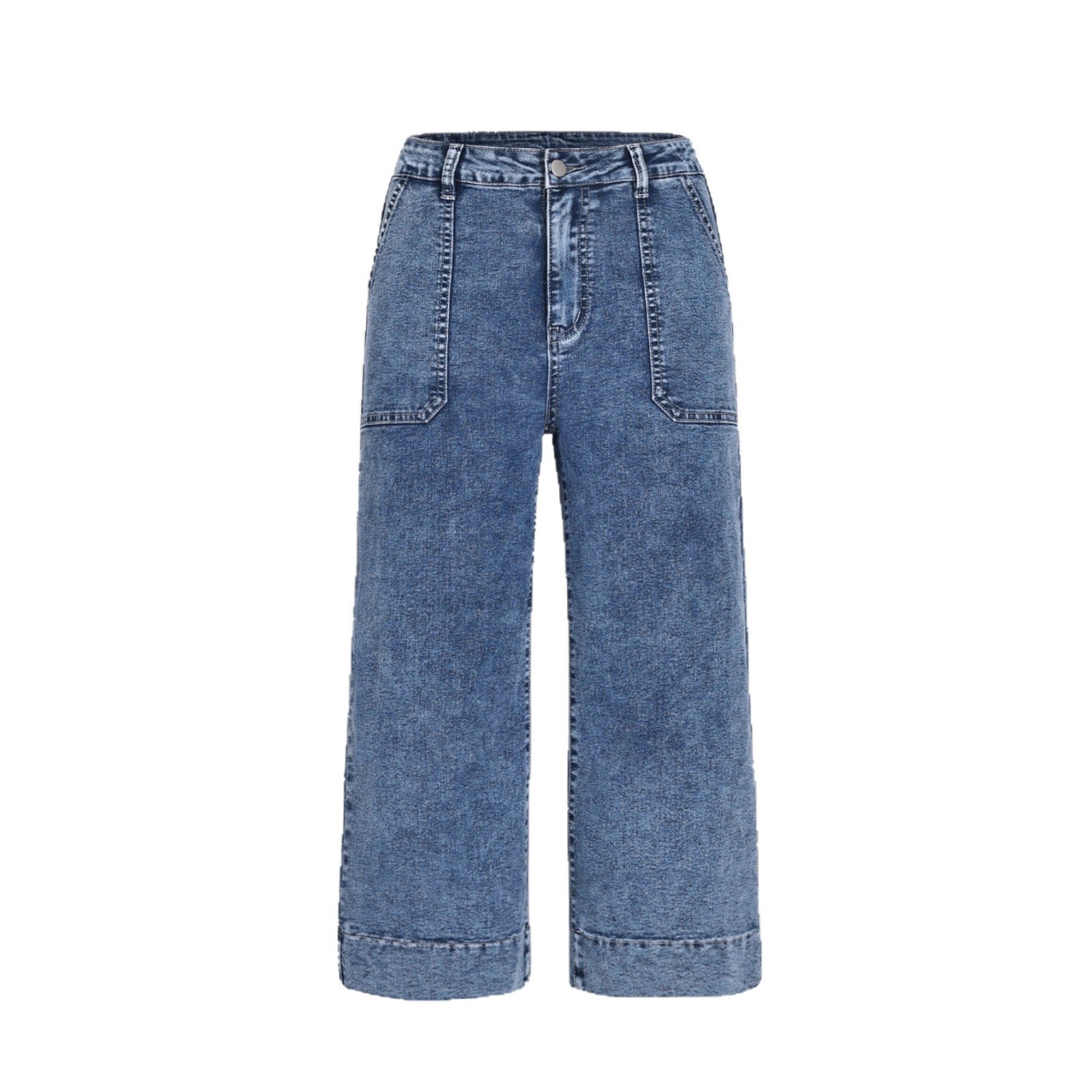 French-style Slimming Straight-leg Cropped Wide-leg Pants