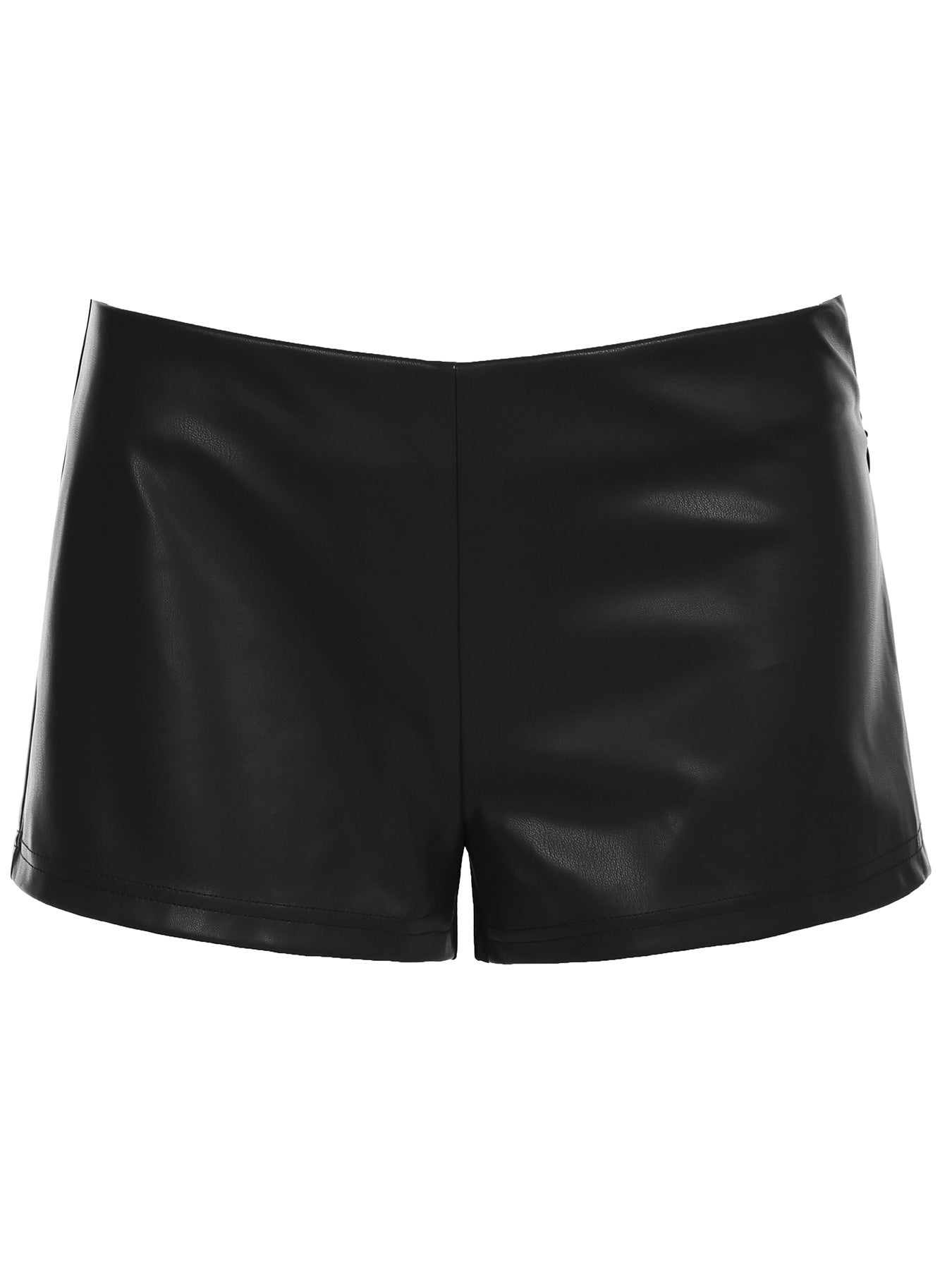 Womens Fashionable Casual Slim-Fit Black Leather Pants