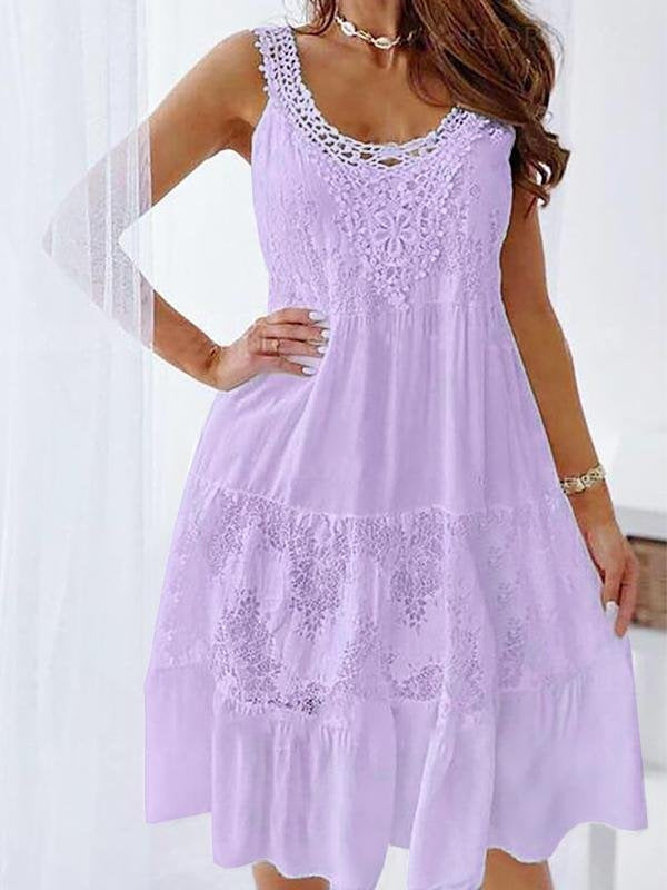 European And American Women's Clothing Lace Splicing Sling Dress
