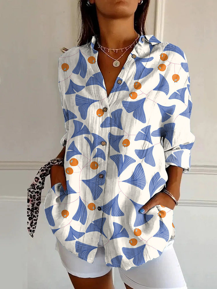 New Women's Long Sleeved Shirt For Summer Fashion, 3D Printed Shirt With Floral Pattern