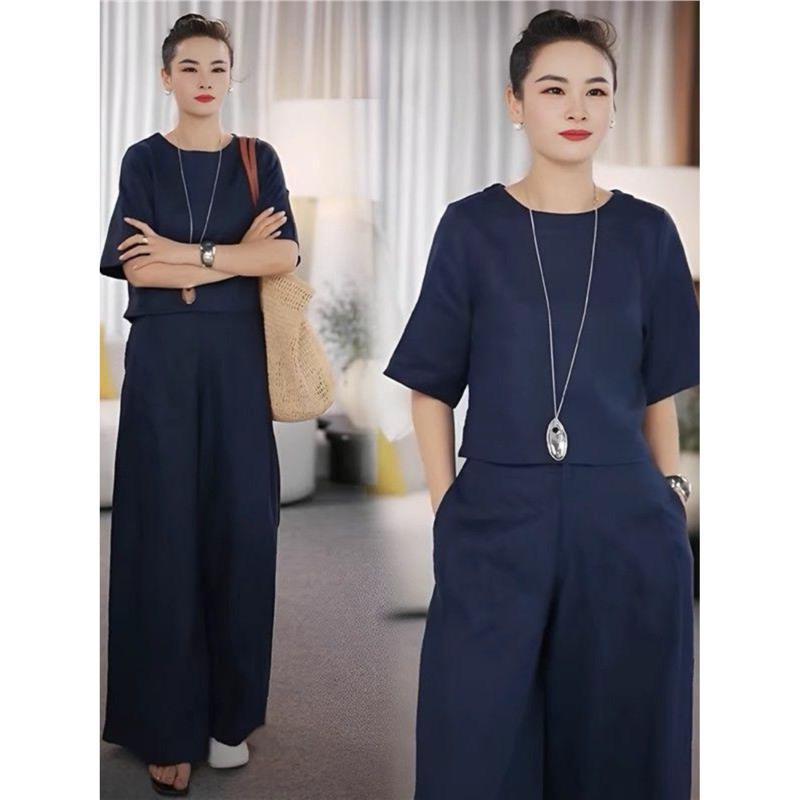 Women's Plus Size Loose Slimming High-end Temperament Wide Leg Pants Casual Two-piece Suit