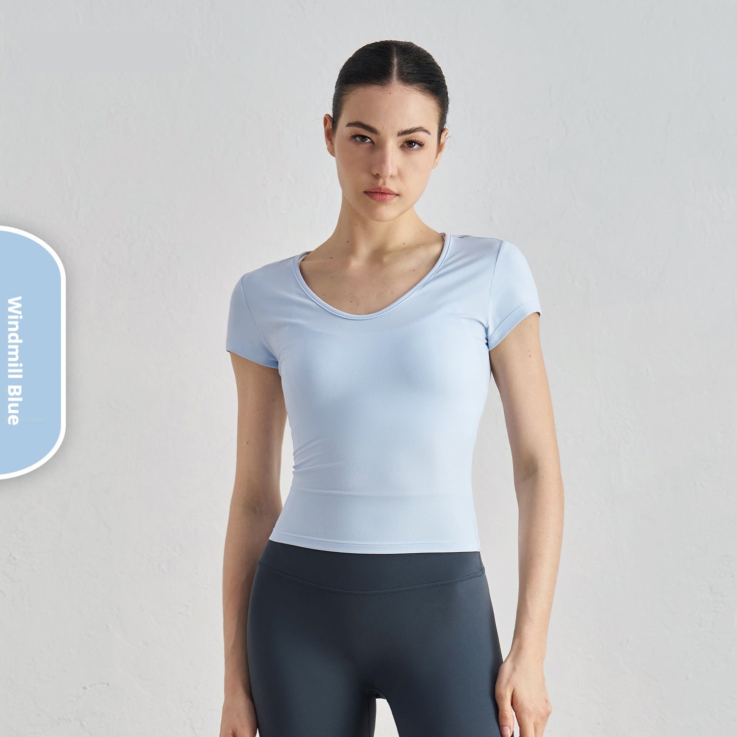 Short Sleeve Skin-friendly Nude Feel Casual Yoga Clothes High-grade Waist-tight
