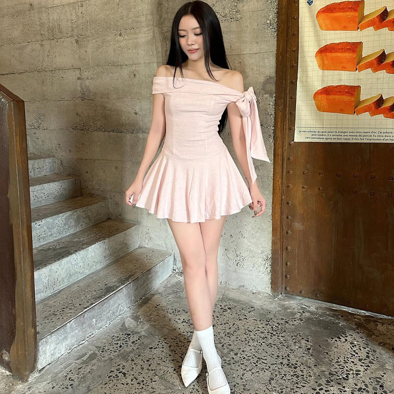 Off-shoulder Bow Girl Dress Europe And America