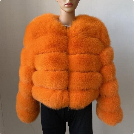 Faux Fox-fur Patchwork Thickened Warm Fur Coat