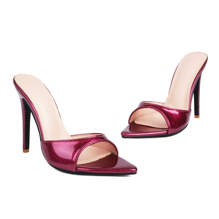 Textured Stiletto-pointed-toe Open-toe High Heels