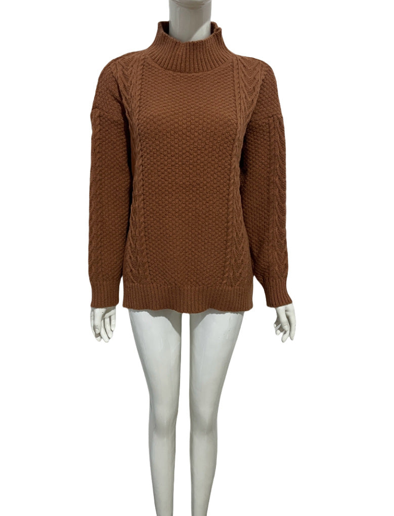 Solid-color Womens Sweater With A Front Slit And A Longer Back Hem