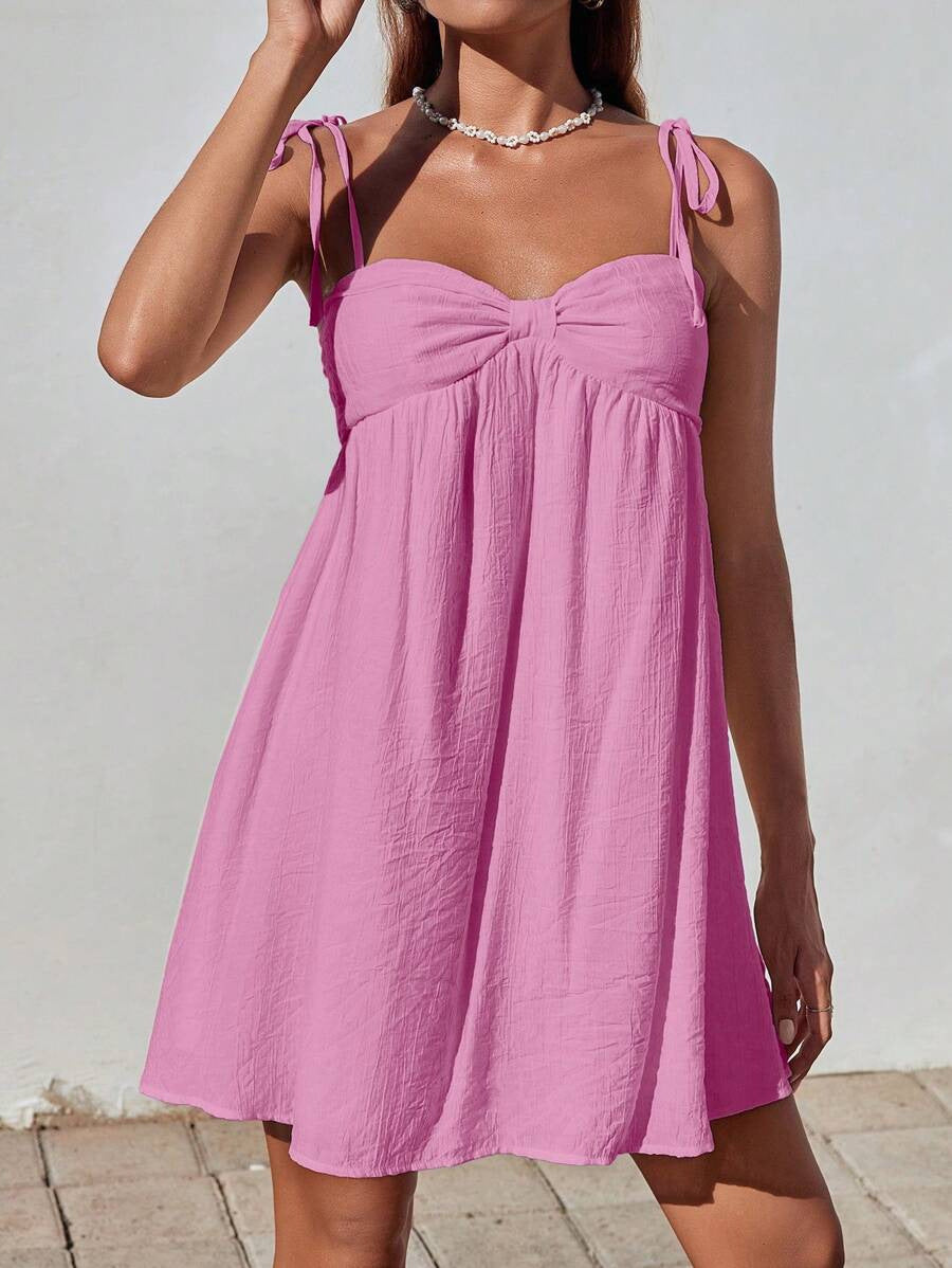 Stylish Comfortable Mini Solid-color Loose-fit Slip Dress