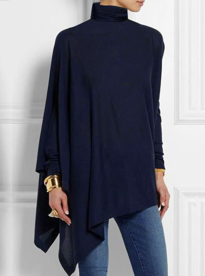 Women's Long Sleeve Turtleneck Irregular T-shirt 3d Printing