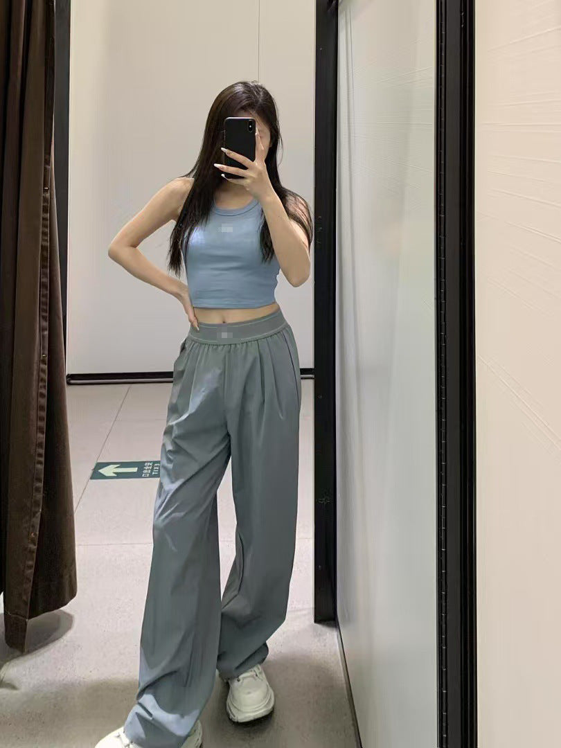 Casual Sporty Woven Wide-leg High-waisted Pants