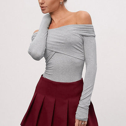 Women's Irregular Off-Shoulder Slim-Fit Long Sleeve