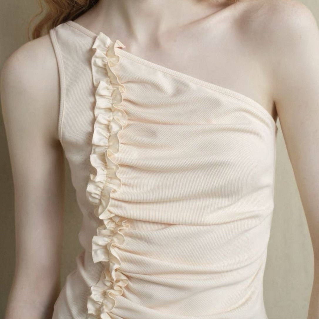 Fashionable Irregular Hem One-shoulder Vest For Women