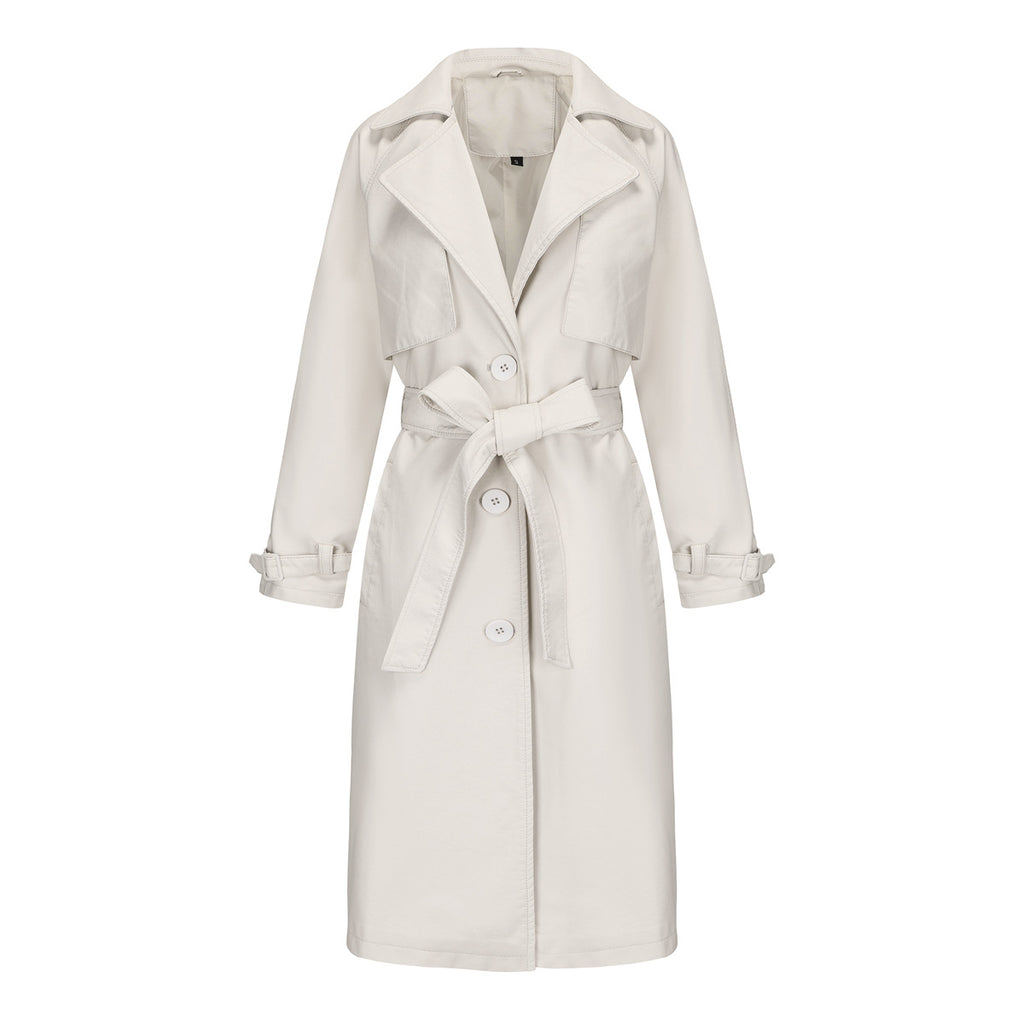 Women's Long, Loose-fit Classic Trench Coat With A Lapel And Belt