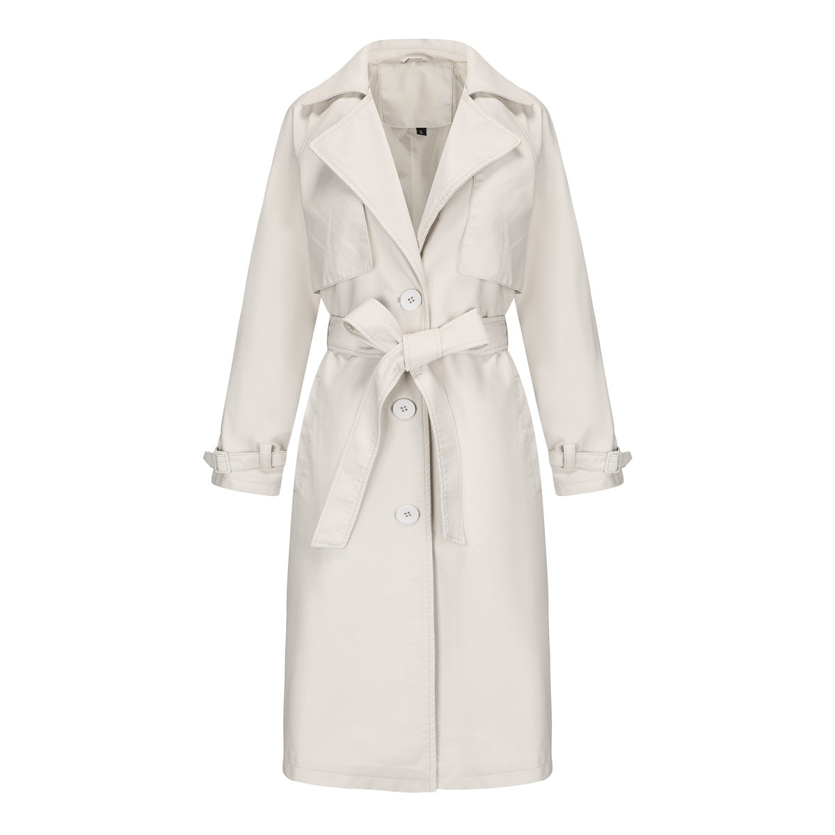 Women's Long, Loose-fit Classic Trench Coat With A Lapel And Belt