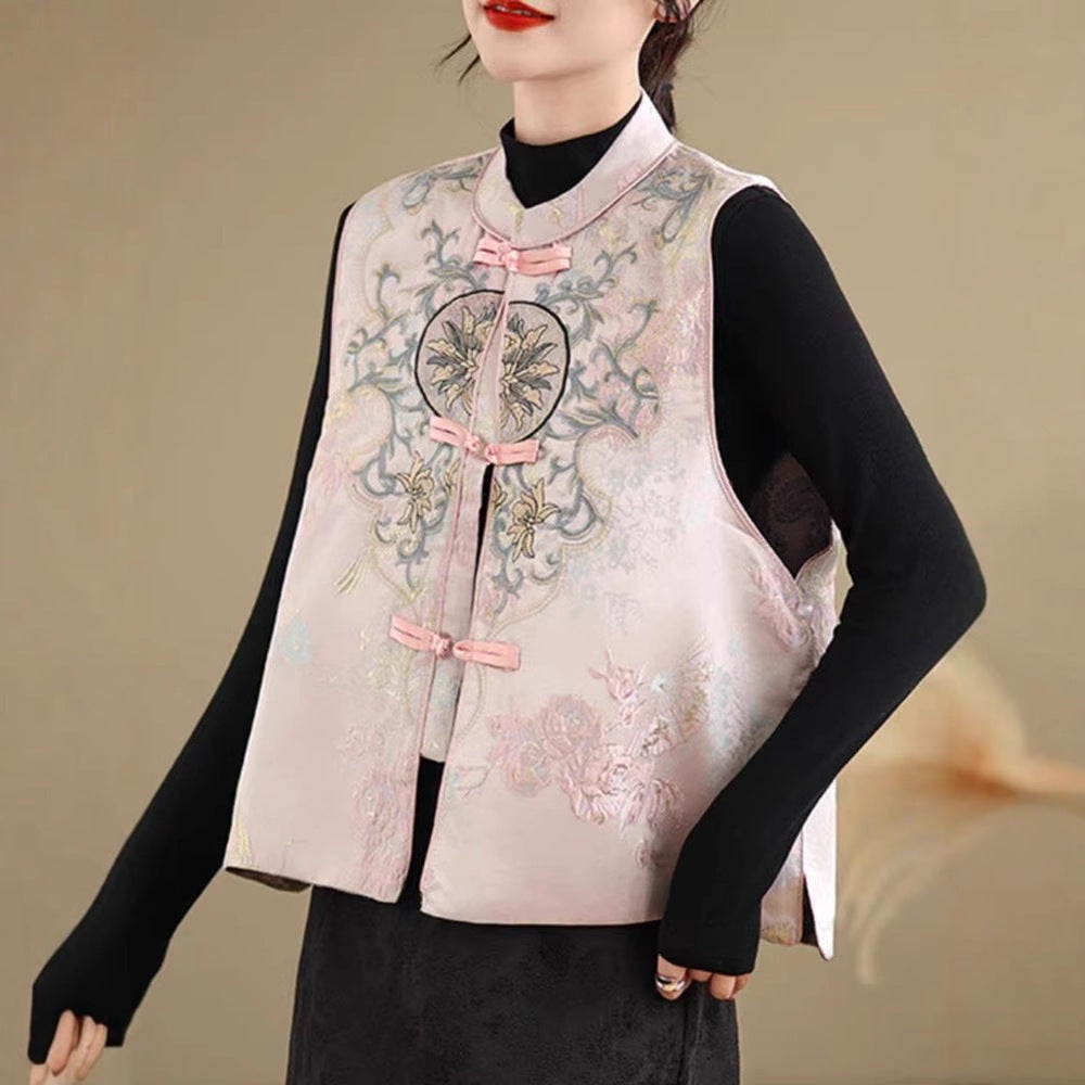 New Chinese Jacquard Embroidery Vest Coat