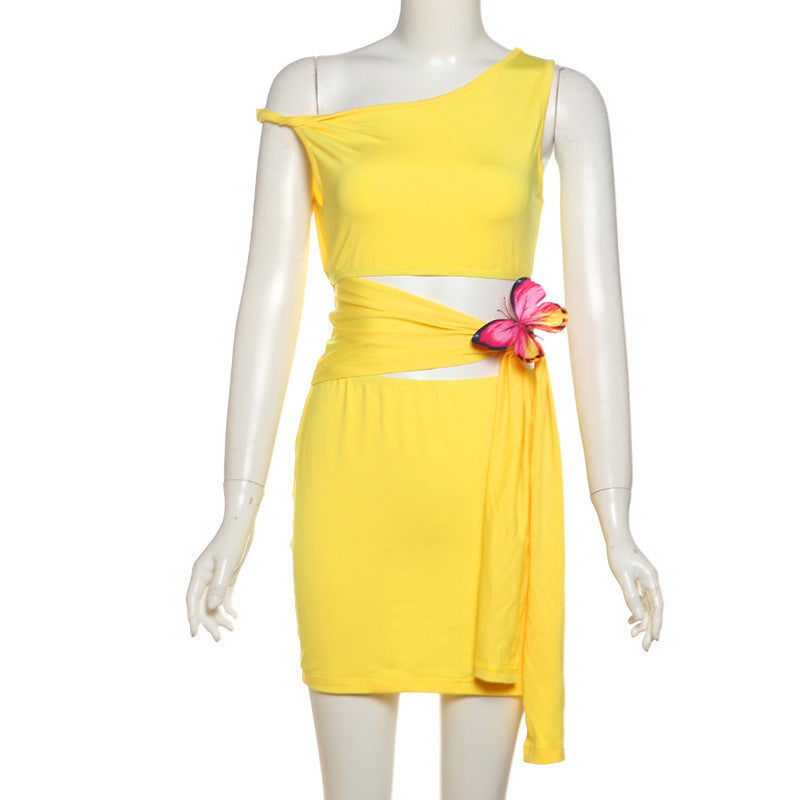 Women's Hollow Out Strap Solid Color Jumpsuit Skirt