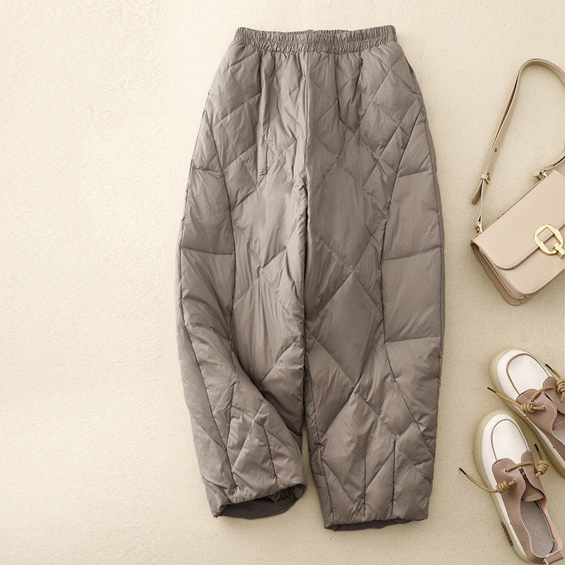 Outer High-end Loose Quilted High Waist Pants